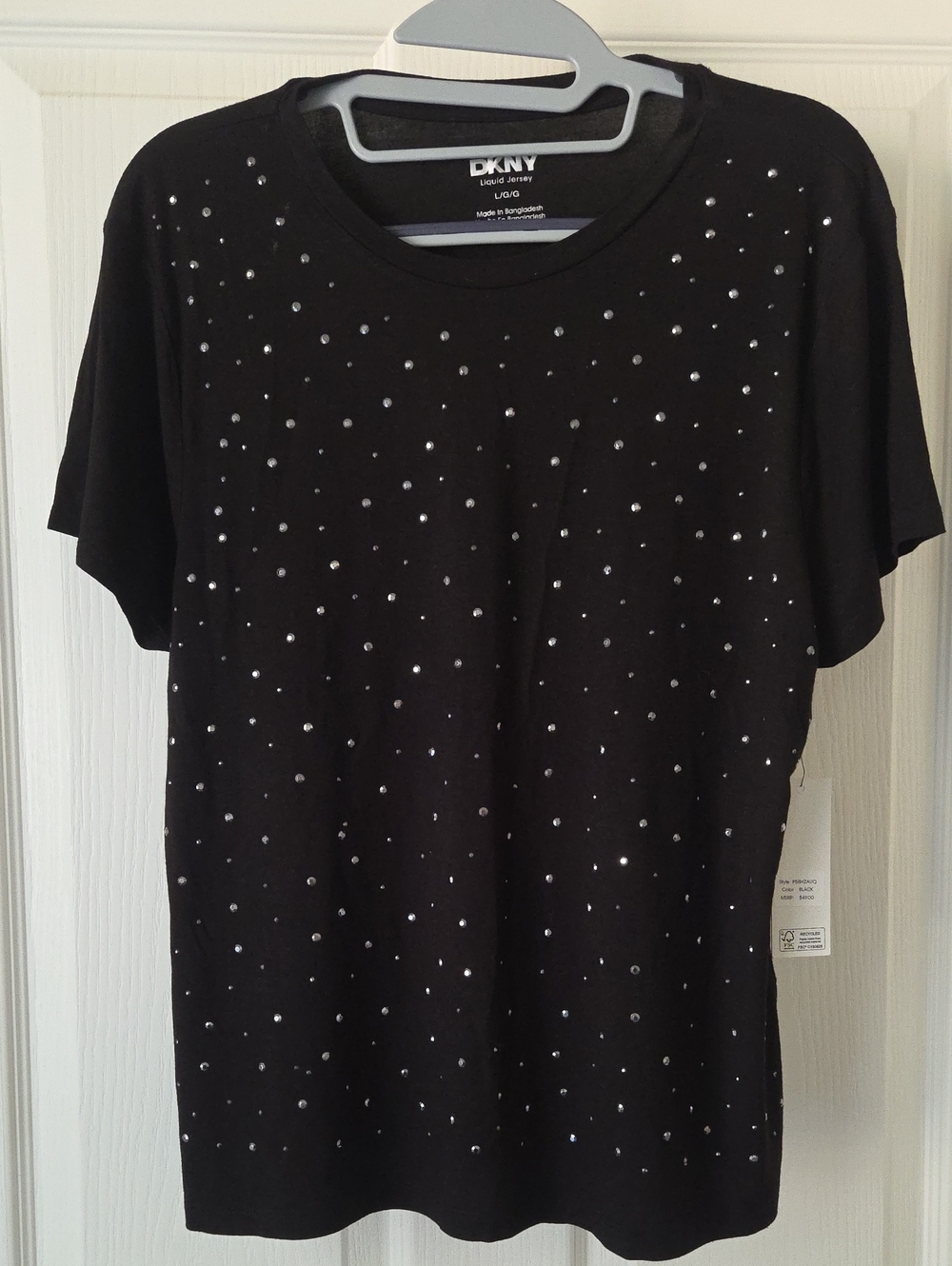 DKNY Black Short Sleeve Top with Silver Studs